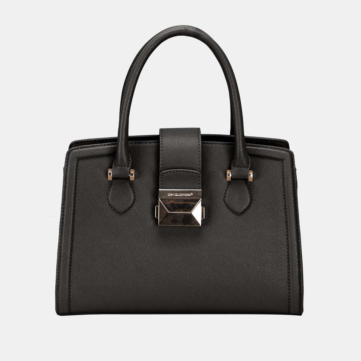 Medium-sized PU leather handbag with adjustable strap and sleek design.