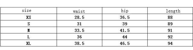 Size chart for Schultz Leggings showing measurements for XS to XL.