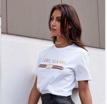 TSHIRT-5 featuring "Girl Gang" design worn by model