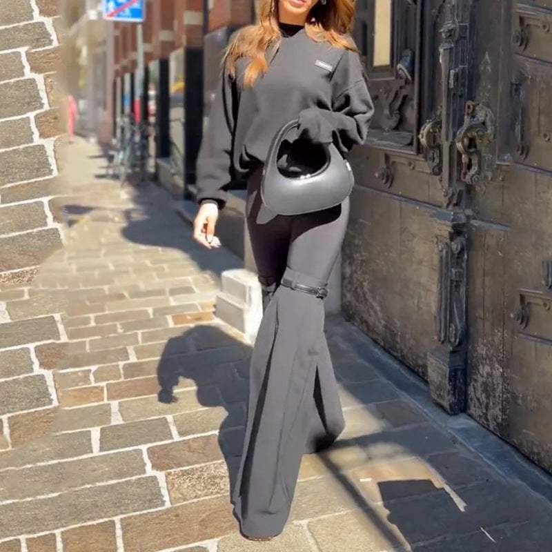 Beauty Clothing long sleeve outfit for women in black with polyester trousers.