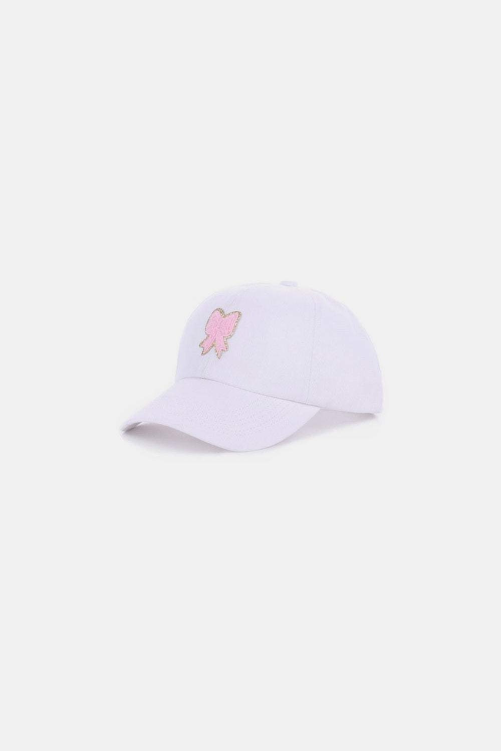 Ribbon Bow Baseball Cap with Chenille Patch Design, Adjustable Strap, Premium Cotton Material
